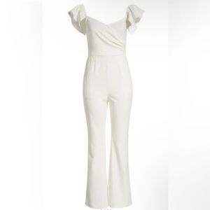 Chelsea 28 Off the Shoulder Jumpsuit In Ivory Cloud Size XSmall